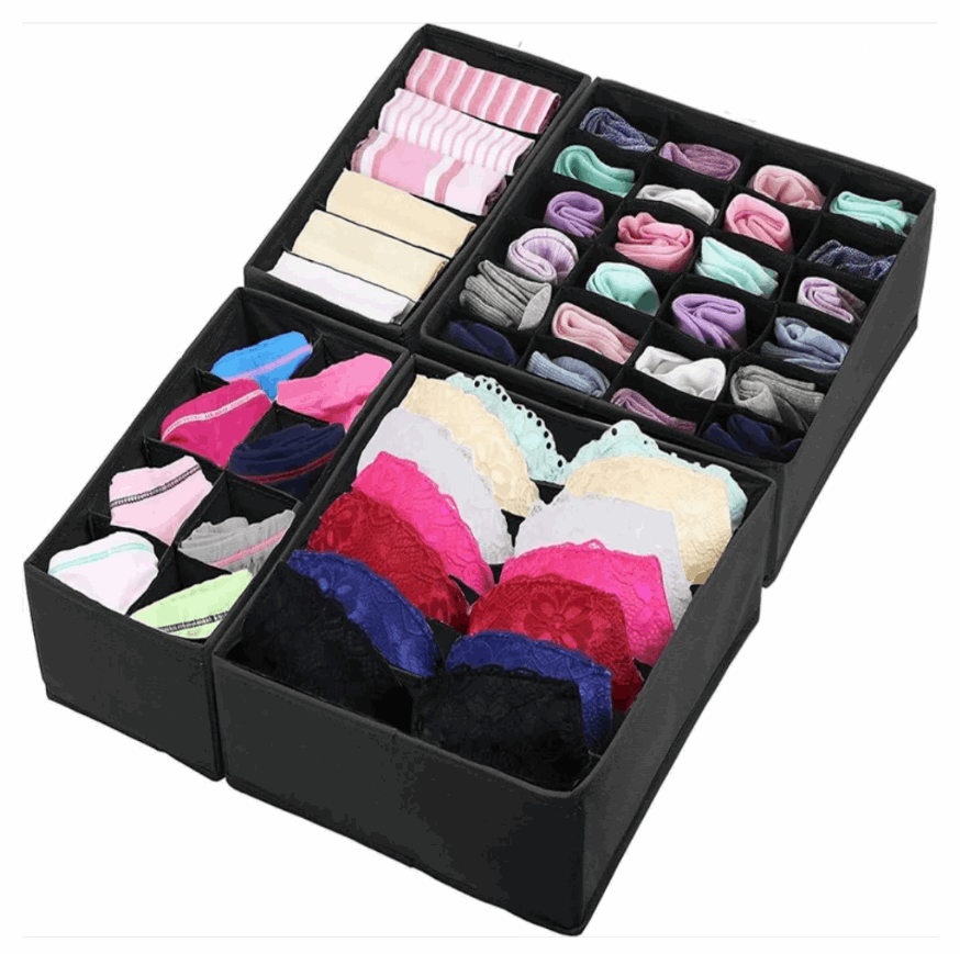 Organizador De Ropa Interior Y Medias Divisor Cajones Set X4