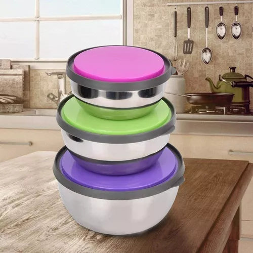 Set de bowls recipientes x 3 Pz acero in